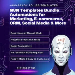 n8n Templates Bundle für alle Industrien 490+ gebrauchsfertige n8n Arbeitsablauf-Automatisierungen für Marketing, E-Kommerz, crm, Social Media...