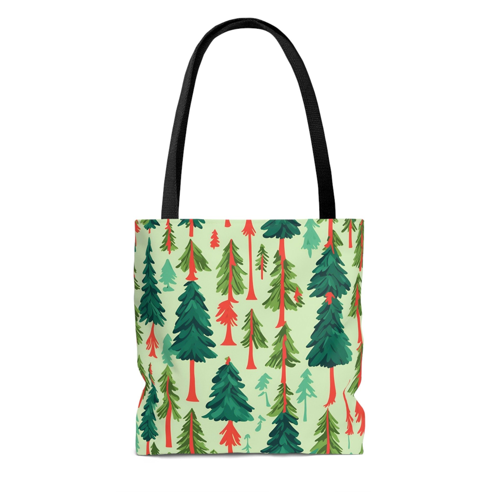 TOTE BAG 33 IN FOREST GREEN MIX CREAM TRIANGLE PATTERN EMBROIDERED FABRIC