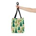 TOTE BAG 33 IN FOREST GREEN MIX CREAM TRIANGLE PATTERN EMBROIDERED FABRIC main image 0