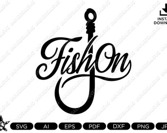 Fishing Fish On SVG: Clip Art Cut File (Digital Download)
