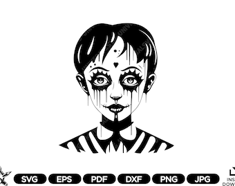 Zombie Girl SVG, Halloween Zombie Clipart, Cricut Cut File, Vector Design, Silhouette, PNG, Eps, DXF, Instant download, Digital Download