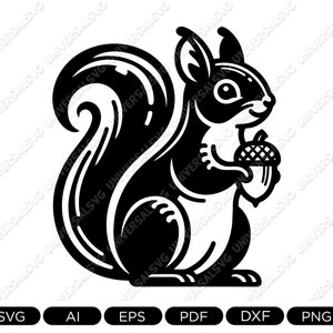 Eichhörnchen Svg, Eichhörnchen mit Eichel Clipart, perfekt für DIY-Bastel- und Dekorprojekte, Schnittdatei - Digitaler Download, Png, Dxf, Ai, Pdf