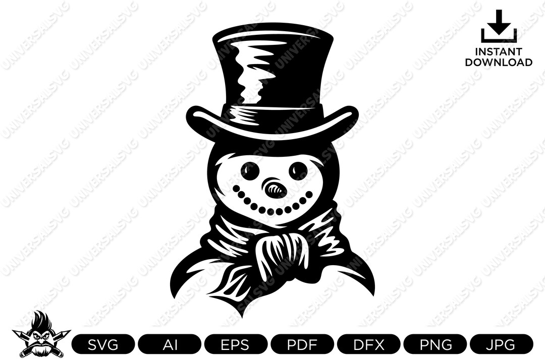 Snowman SVG - Vector Cut File for Cricut, Silhouette, Pdf, Png, Eps ...