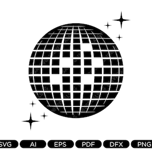 Disco Ball svg, Digital Download – SVG, dxf, PNG, eps, Ai, PDF, Jpg included - Cutting File for Cricut, Mirror Ball, disco ball clipart