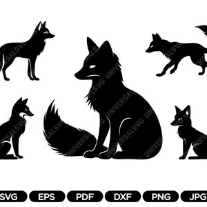 Fox SVG, Fox Silhouette SVG, Fox Clipart, Cut File for Cricut and Silhouette, Fox DXF, Fox Bundle Png, Instant Download, Digital Download