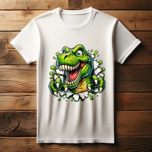T-Rex Png, Dinosaur T-shirt Design, Digital Download, Vibrant PNG & JPG, Graphic Design for Shirts and Prints, Kids Decor Art