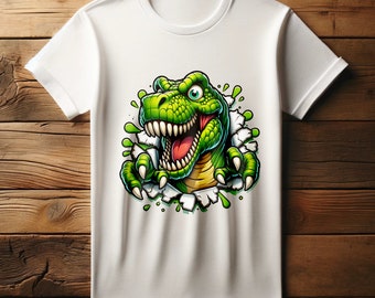T-Rex dinozaur z kreskówki PNG: Projekt koszulki dla dzieci (pobranie cyfrowe)