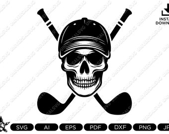 Golf Skull SVG: Golfer Vector Art for T-Shirts & Mugs (Digital Download)