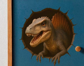 Dinosaur Wall Decals: 3D Animal Hole Stickers, Kids Room Decor
