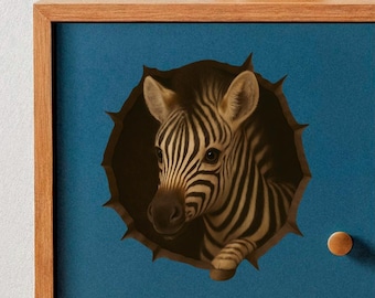 Safari Animal Hole Wall Sticker, 3D Nursery Peel and Stick Wall Decal