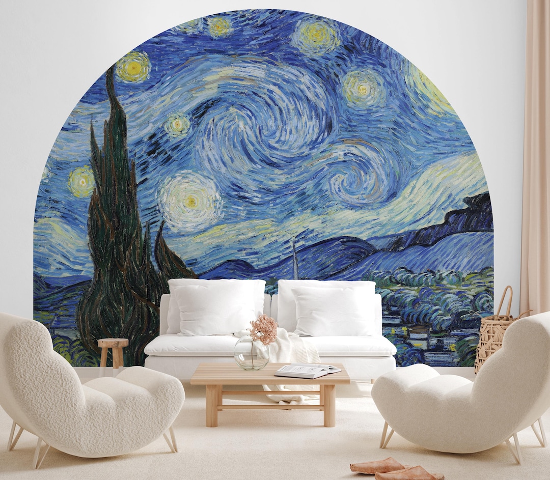 Van Gogh Starry Night Wall Decal: Vintage Art Peel and Stick Sticker - Etsy