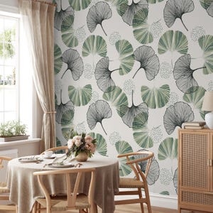 Tropical Leaves Peel and Stick Wallpaper, Green Leaves Traditional Self-Adhesive Wall Mural, Leaves Design Bedroom and Living Room Wallpaper