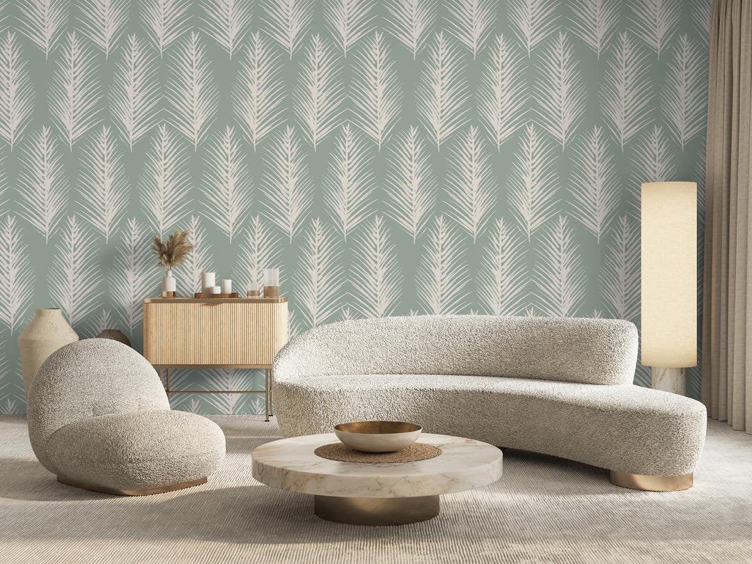 Sage Green Botanical Wallpaper, Modern Nature Wall Mural - Etsy