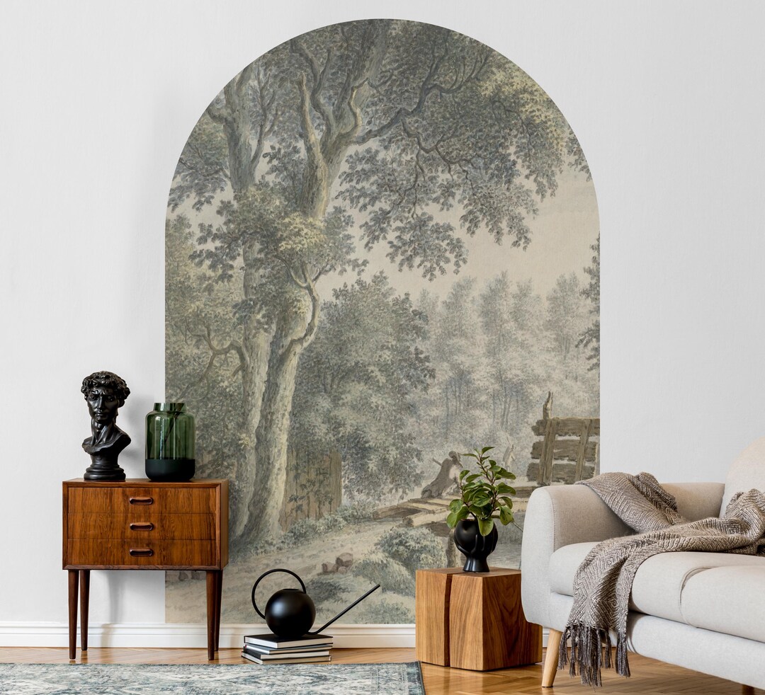 Bridge Arch Wall Decal, Vintage Scenic River Peel and Stick Wall ...