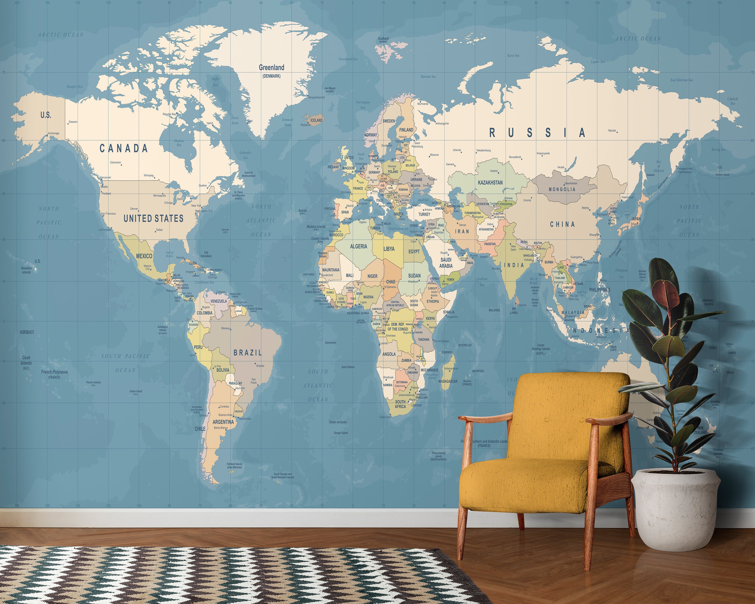 World Map Wallpaper  Wall Murals  Wallsauce UK