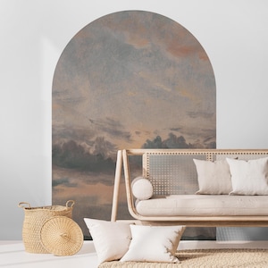 Vintage Sky Landscape Arch Wall Decal: Scenic Cloud Mural (Peel and Stick) Landscape Self-Adhesive Mural Arch Design, Removable Vintage Arch Sticker for Classic Home Decor. Perfect for nature-inspired wall art living rooms, bedrooms, or offices, this elegant decal brings the serene beauty of a rustic forest into your space. Easy to apply and remove, it’s ideal for adding a timeless, countryside charm to any room, creating a cozy and inviting atmosphere with its detailed, vintage-inspired design
