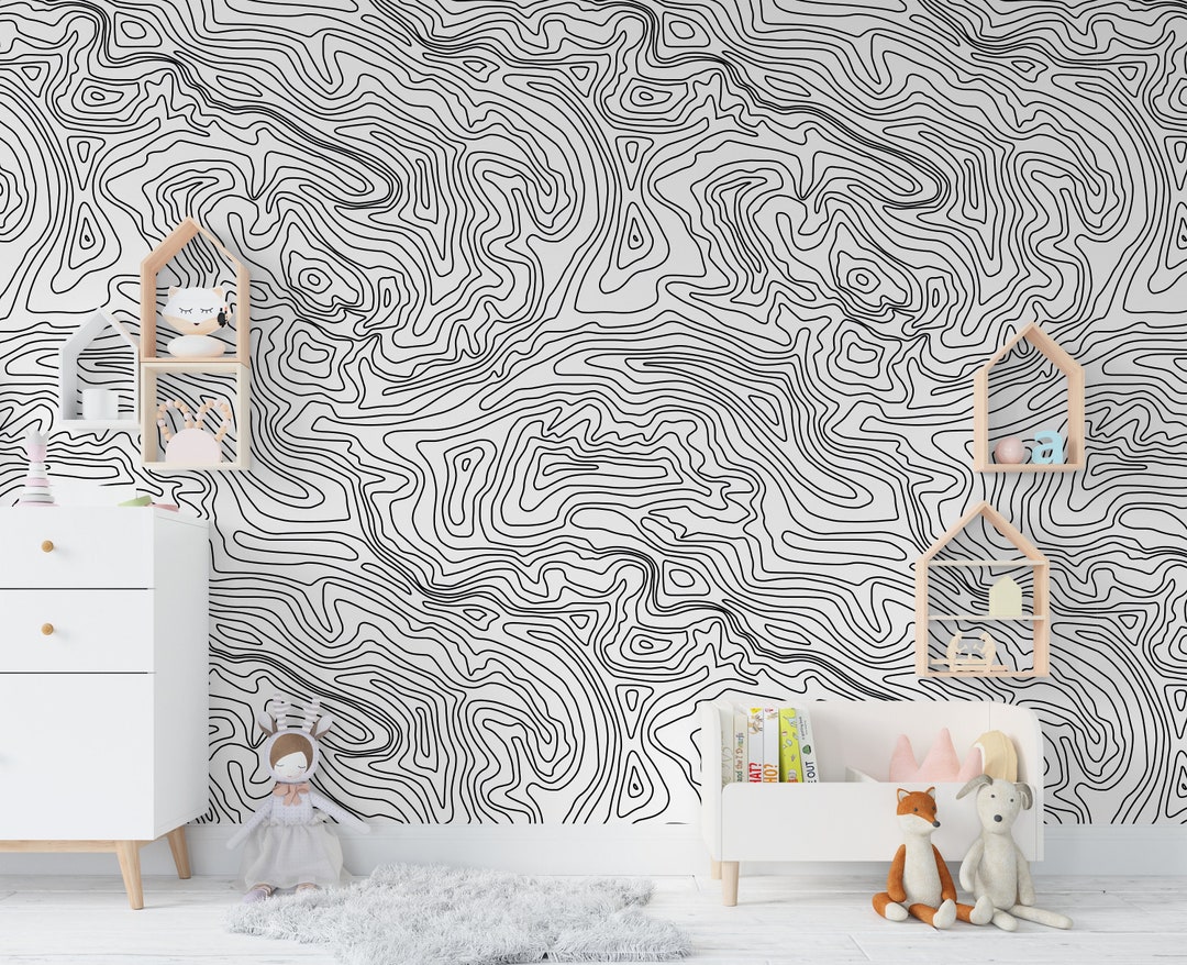 Black and White Wallpaper / Minimalist Pattern Wallpaper / Etsy