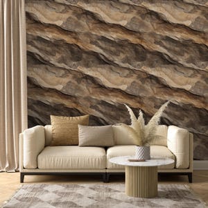 Brown Stone Wallpaper, Peel and Stick Removable Stone Wallpaper,3D Realistic Art Stone Design Rustic Rock Wall Mural,Self Adhesive Wallpaper