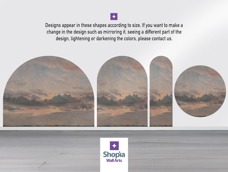 Vintage Sky Landscape Arch Wall Decal: Scenic Cloud Mural (Peel and Stick) Landscape Self-Adhesive Mural Arch Design, Removable Vintage Arch Sticker for Classic Home Decor. Perfect for nature-inspired wall art living rooms, bedrooms, or offices, this elegant decal brings the serene beauty of a rustic forest into your space. Easy to apply and remove, it’s ideal for adding a timeless, countryside charm to any room, creating a cozy and inviting atmosphere with its detailed, vintage-inspired design