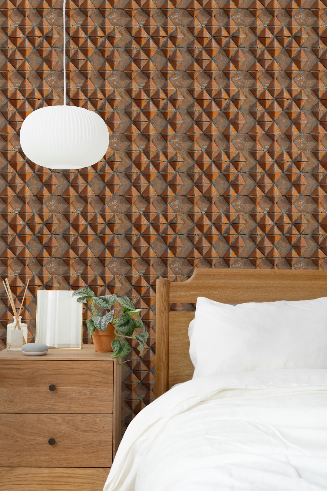Triangular Brick Patterns Geometric Triangle Brick Wallpaper, Rustic Brown Pattern Wall Mural - Etsy
