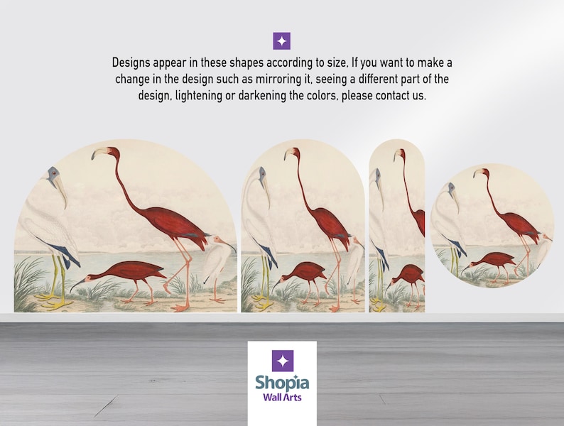 John James Audubon Scarlet Ibis Birds Wall Arch Sticker, Soft Color Tree Scenic Circle Wall Decal, Vintage Animal View Peel and Stick Decal for Classic Home Decor. Perfect for nature-inspired wall art in living rooms, bedrooms, or offices, this elegant decal brings the serene beauty of a rustic forest into your space. Easy to apply and remove, it’s ideal for adding a timeless, countryside charm to any room, creating a cozy and inviting atmosphere with its detailed, vintage-inspired design