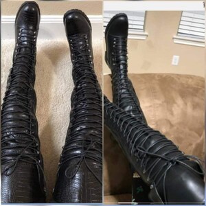 Extra Tall Super High Black Combat Boots Women - Etsy