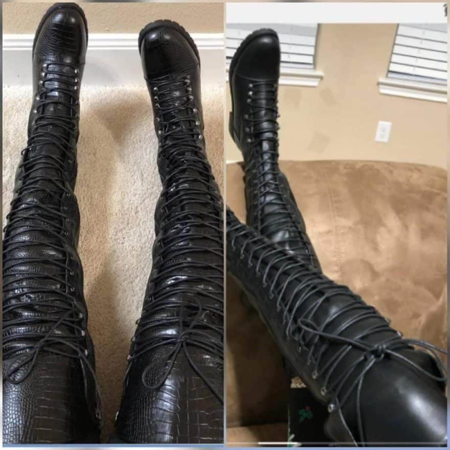 Extra Tall Super High Black Combat Boots Women Etsy