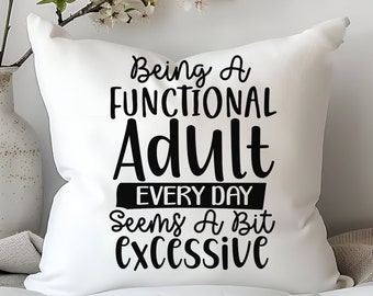 Spun Polyester Square Pillow, Humorous everyday casual couch bed throw pillow, funny accent day pillow