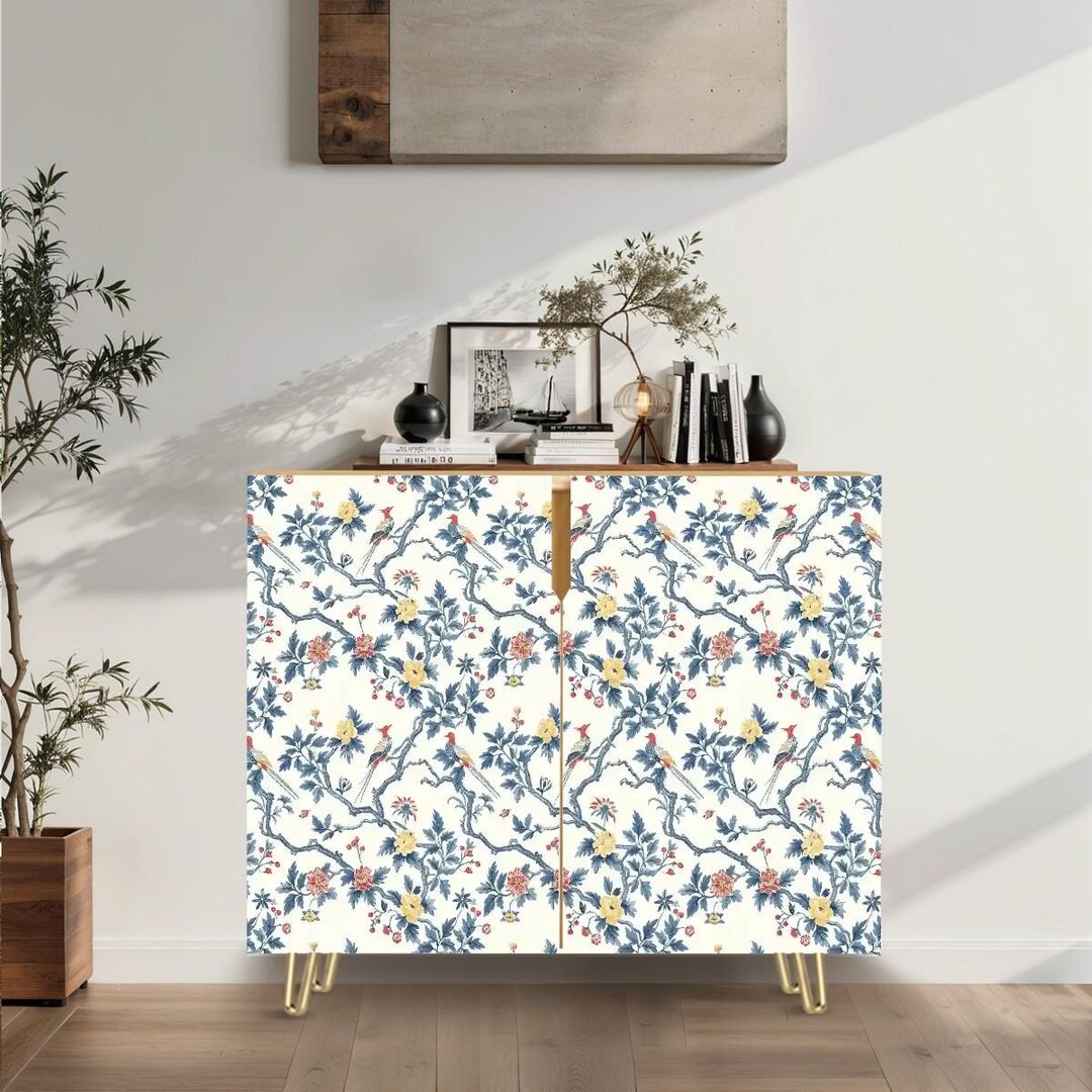 Chinoiserie Wooden Storage Cabinet - Print Design Asian Decor for ...
