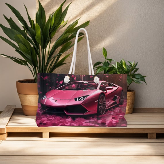 Pink Lamborghini Weekender Bag Stylish Travel Bag Carry on Purse Designer Luxury Bag Large Tote Bag for Women Weekend Getaway Overnight
