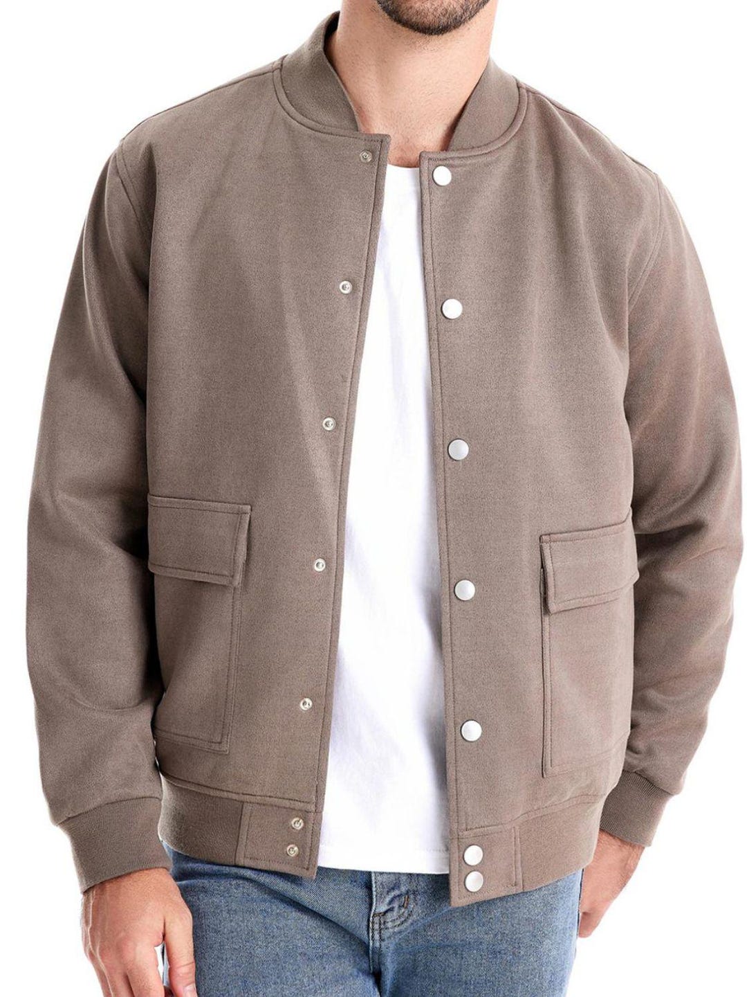 Contrast Baseball Collar Zip Up Jacket main image 1