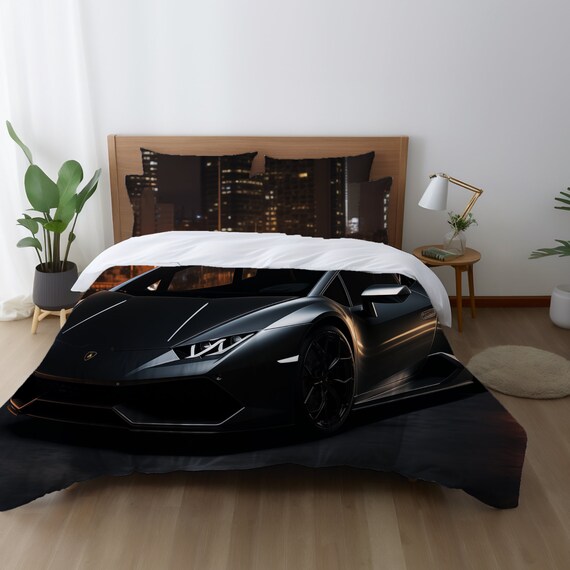 Comforter Matte Black Lamborghini Stylish Bed Spread Large Fluffy Quilted Coverlet Blanket Great for Teen Room Decor Etsy