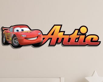 Kids Nursery Young Room Disney Cars Mcqueen Door Wooden Wall Art Signs Decor