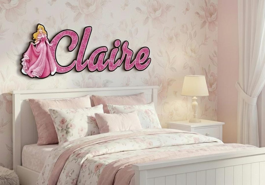 Kids Nursery Young Girl Baby Room Door Wooden Disney Princess Wall ...