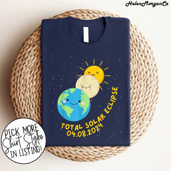 Totale Sonnenfinsternis 2024 Shirt, süßes Kleinkind Shirt 2T-5T Sonnenfinsternis, 8. April 2024 süßer Mond Sonne Erde Phasen, Sonnenfinsternis Jugend Shirt