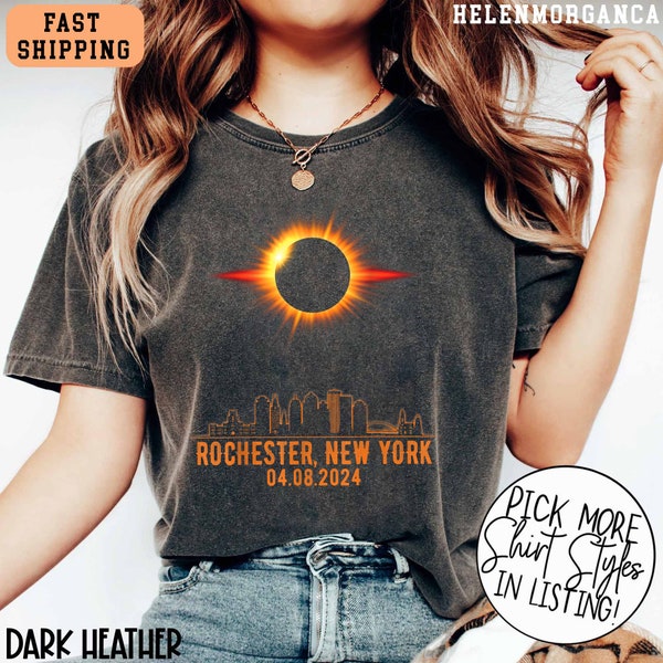 04.08.2024 Camisa de Rochester Nueva York, Camisa America Totality 04.08.24, Camisa de astronomía lunar, Regalo de recuerdo de eclipse solar, Eclipse solar divertido