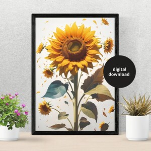 Sunflowers Wall Art | Digital DOWNLOAD | PRINTABLE Art  Home Decor, Printable Digital Download Flower Sunflowers Printable Wall Art