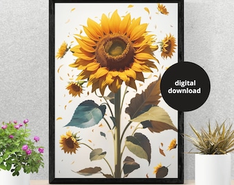 Sunflower Wall Art: Floral Home Decor (Digital Download)