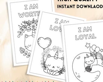 Self-Love Affirmation Coloring Book: Stress Relief, Positive Quotes (PDF Download)