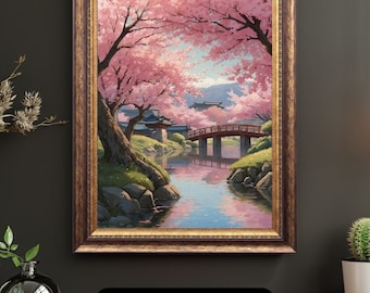 Cherry Blossom Japanese Print: Sakura Tree Asian Landscape (Digital Download)