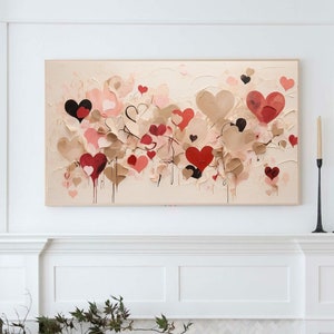 Valentine&#39;s Day Frame TV Art, Valentine Hearts Frame Tv Art, Abstract Love Valentines Art Download for Samsung Frame TV Moody Art