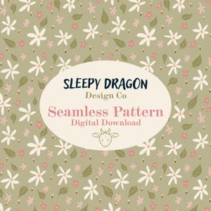 Bees and Flowers Seamless Pattern - Spring Pattern - Digital Download - Hand-drawn
