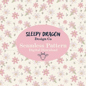 Pastel Flowers Seamless Pattern - Spring Pattern - Digital Download - Hand-drawn