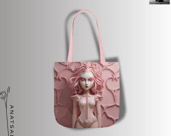 Dreamy Pink Pastel Tote Bag | Koralia&#39;s Tote | Unique Sci-Fi Fantasy Design
