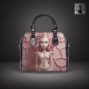 Pink Pastel Vegan Leather Handbag: Koralia&#39;s Doll Art Design