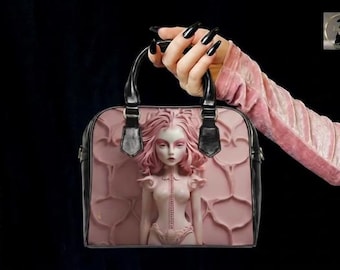Koralia Doll Art Crossbody Bag, Pastel Pink PU Leather Handbag