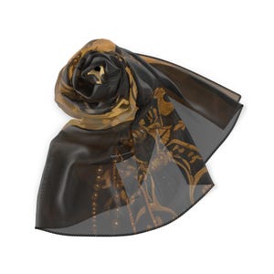 Gothic Fantasy Doll Chiffon Scarf: Gold Accent Art Print