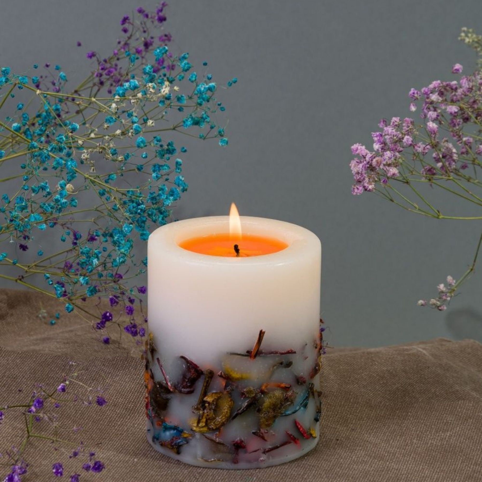 Dried Flower Candle, Pressed Flower Candle 
