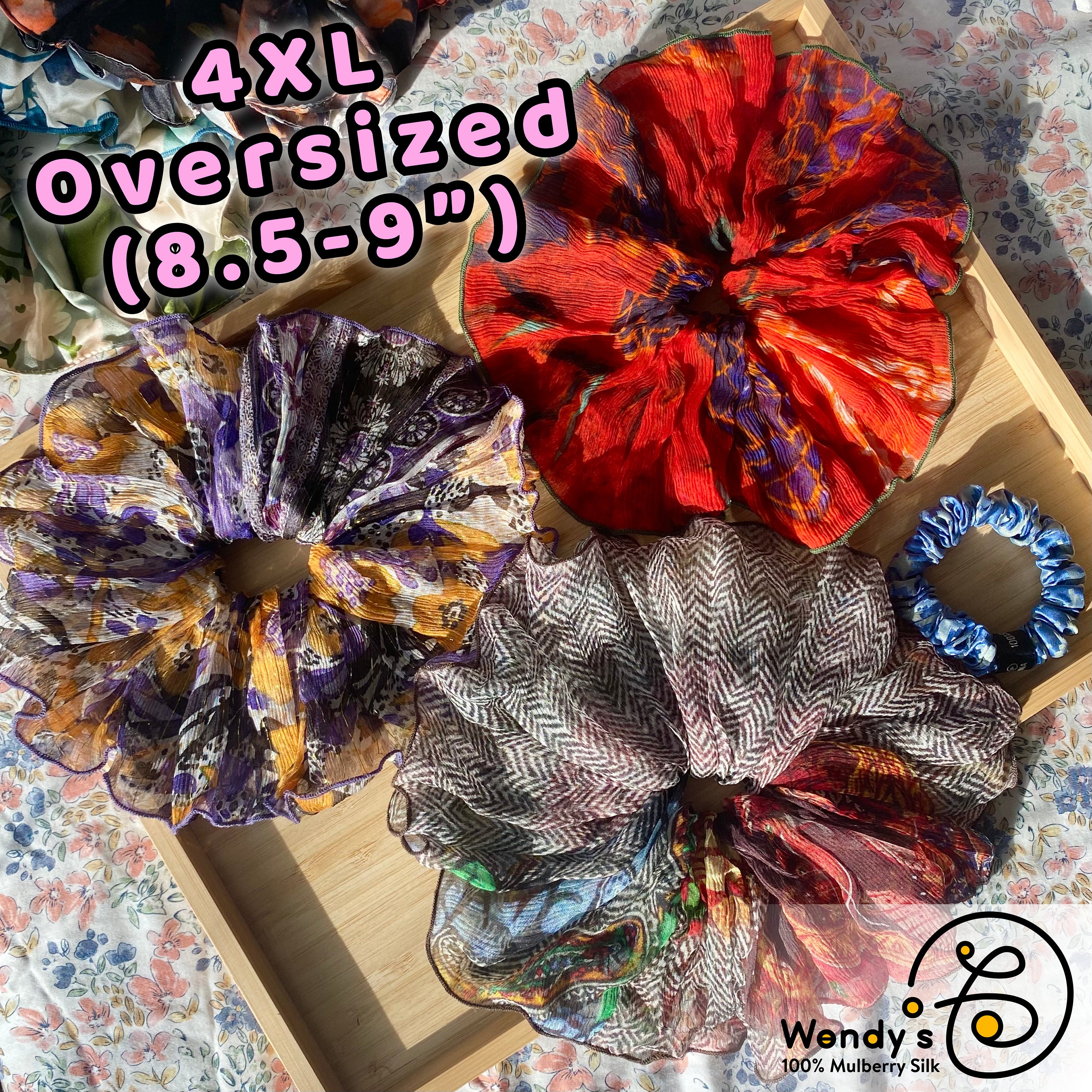 8-9 4XL Oversized Mulberry Silk Scrunchie,yoryu Chiffon 8-9 4XL Oversized Mulberry Silk Scrunchie,yoryu Chiffon