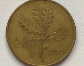 Rare 20 Lire coin, 1959.